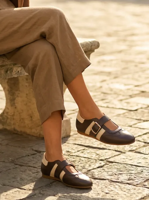 Licowe brązowe sneakersy light La’samba