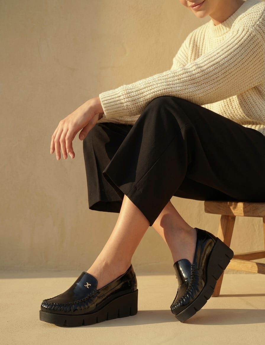 Mokasyny Diana czarne w połysku