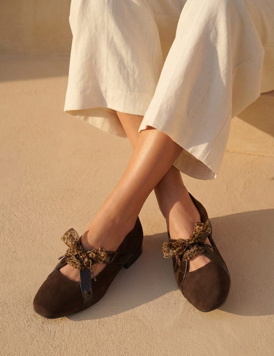 Brązowe zamszowe baleriny Serafina